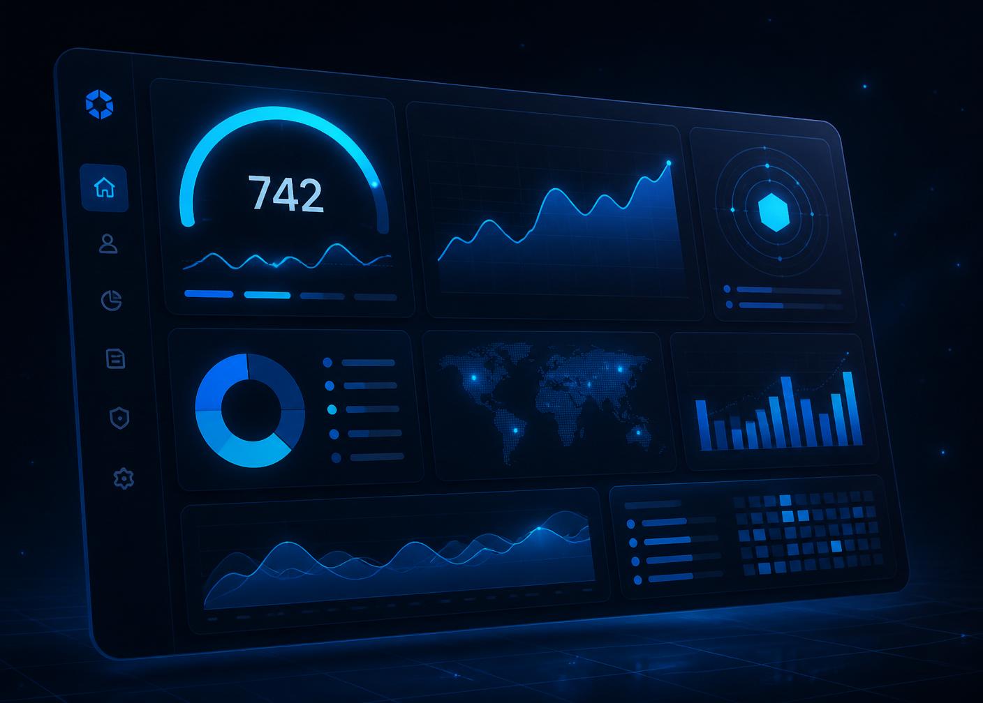 Painel de análise de crédito da Nova DD Positivo com score, gráficos de risco e indicadores financeiros